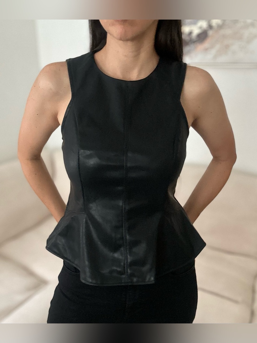 Express Black Faux Leather Top